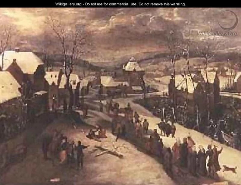 Paesaggio invernale con processione